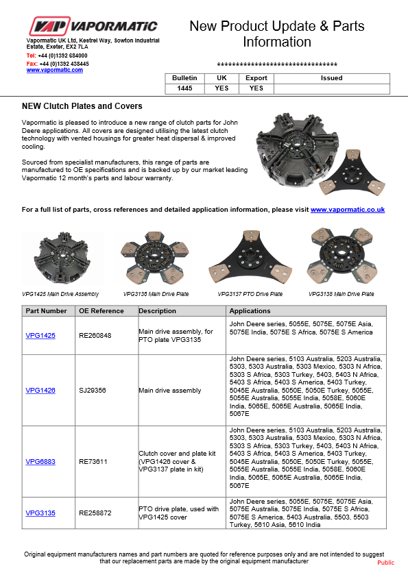 John Deere Clutch Plates Vapormatic Farm Spares Mallow Nov 2021 pdf image 2