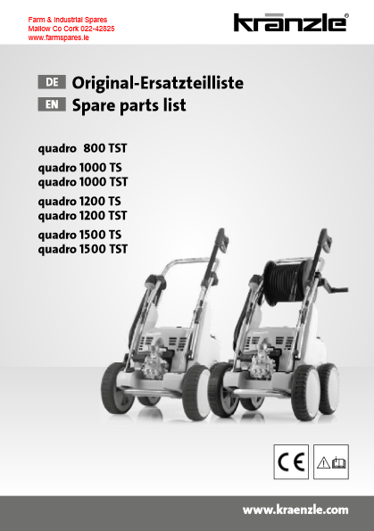 Kranzle Quadro 1000 Parts List Farm Spares pdf image 1