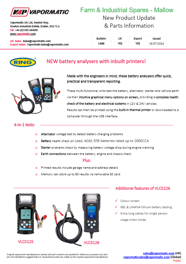 Battery Testers - Farm Spares - Mallow